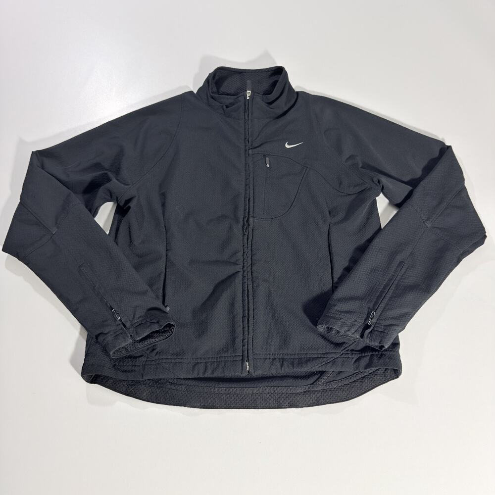 Nike Womens Small Black Full Zip Jacket Mock Neck Performance Track Coat Running